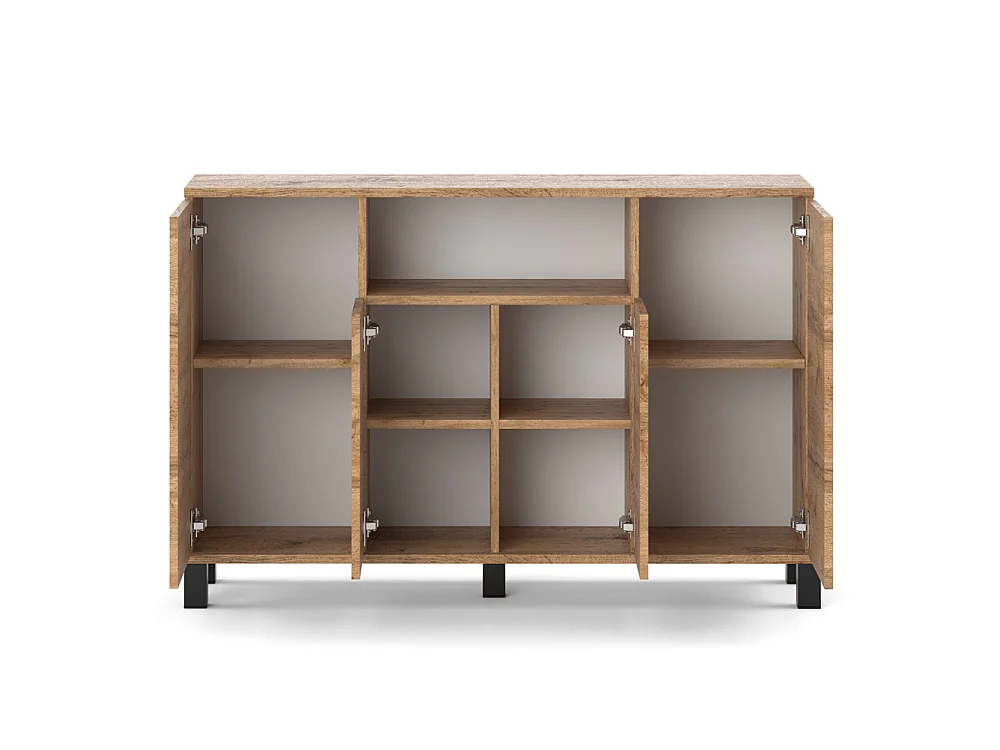 Wotan-kommode i egetræ, 120 cm, 4 låger – Moderne tv-møbel til stuen og soveværelset – Designet opbevaringskommode