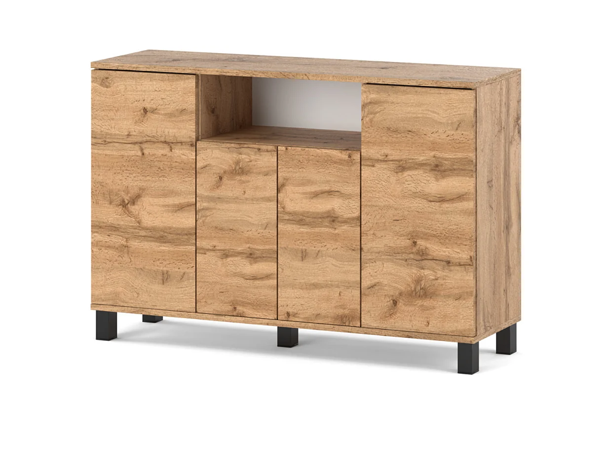 Wotan-kommode i egetræ, 120 cm, 4 låger – Moderne tv-møbel til stuen og soveværelset – Designet opbevaringskommode