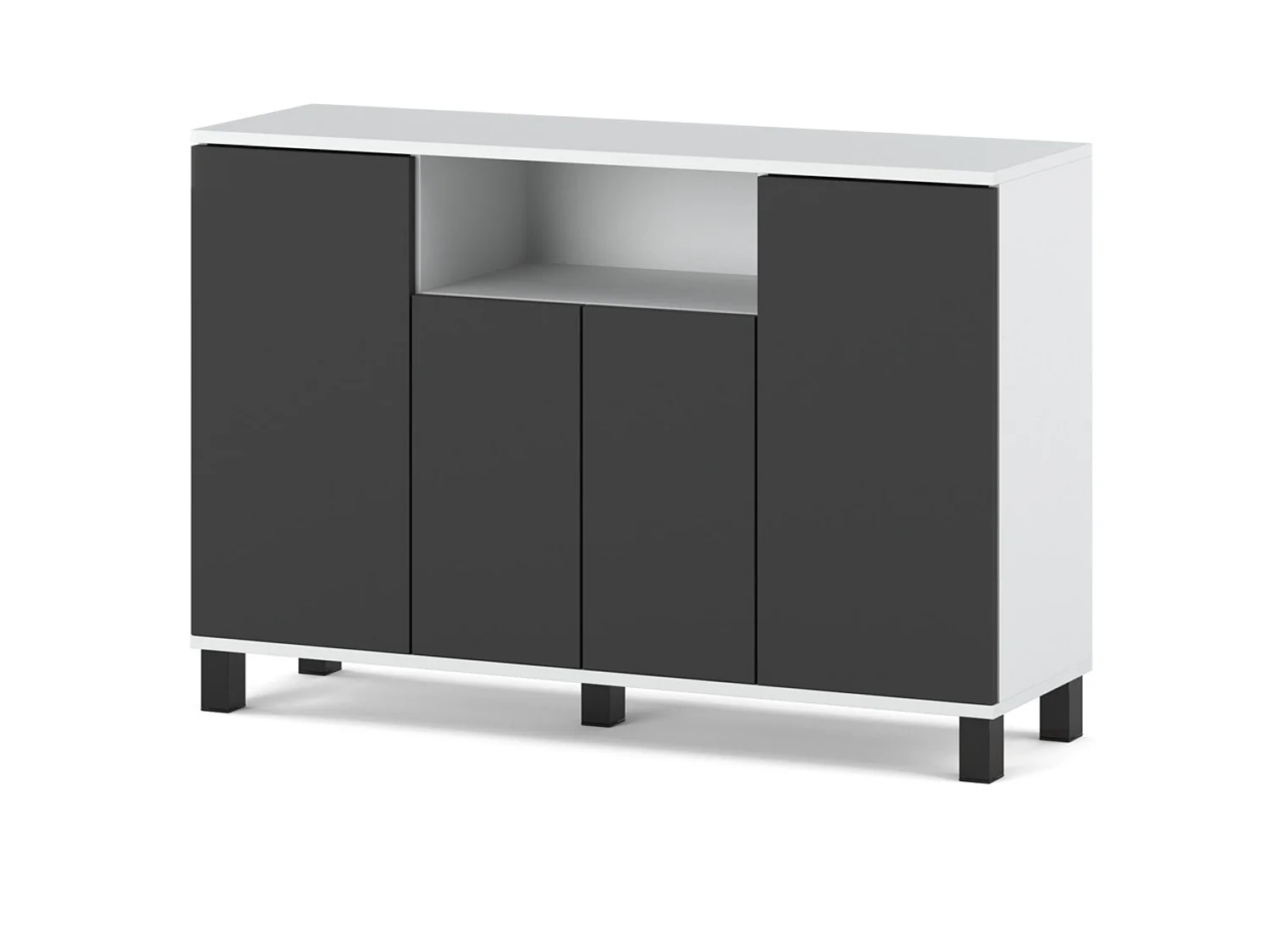 Kommode  Hvid + Grå 120 cm 4 låger – Moderne tv-møbel til stuen og soveværelset – Designet opbevaringskommode