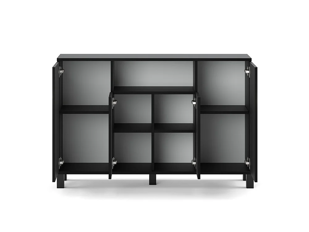 Sort kommode, 120 cm, 4 låger – Moderne tv-møbel til stuen og soveværelset – Designet opbevaringskommode