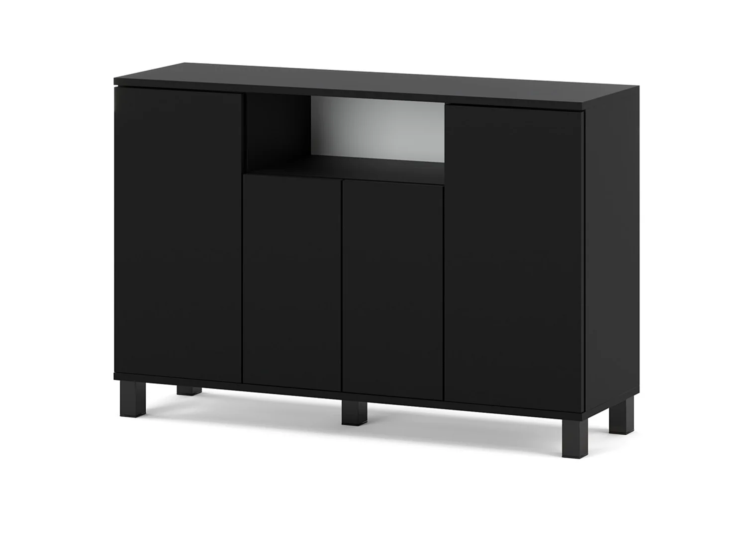 Sort kommode, 120 cm, 4 låger – Moderne tv-møbel til stuen og soveværelset – Designet opbevaringskommode