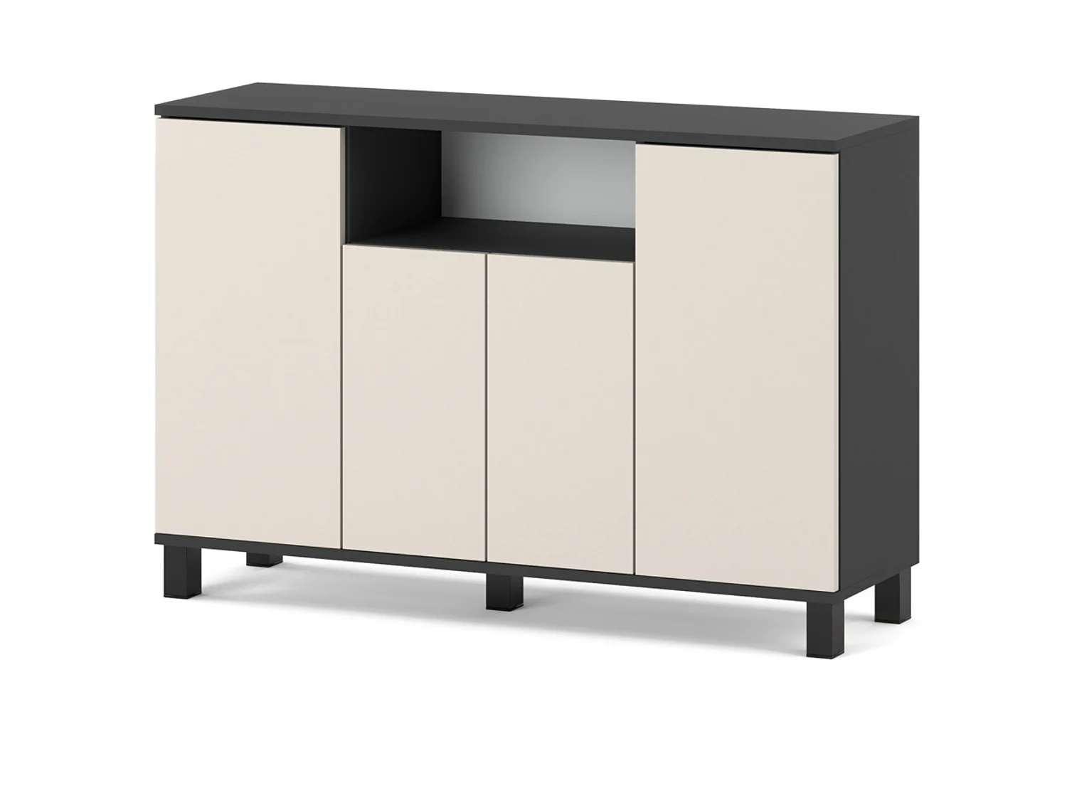 Commode Gris+ Cachemire 120 cm 4 Portes - Meuble TV Moderne pour Salon et Chambre - Buffet de Rangement Design