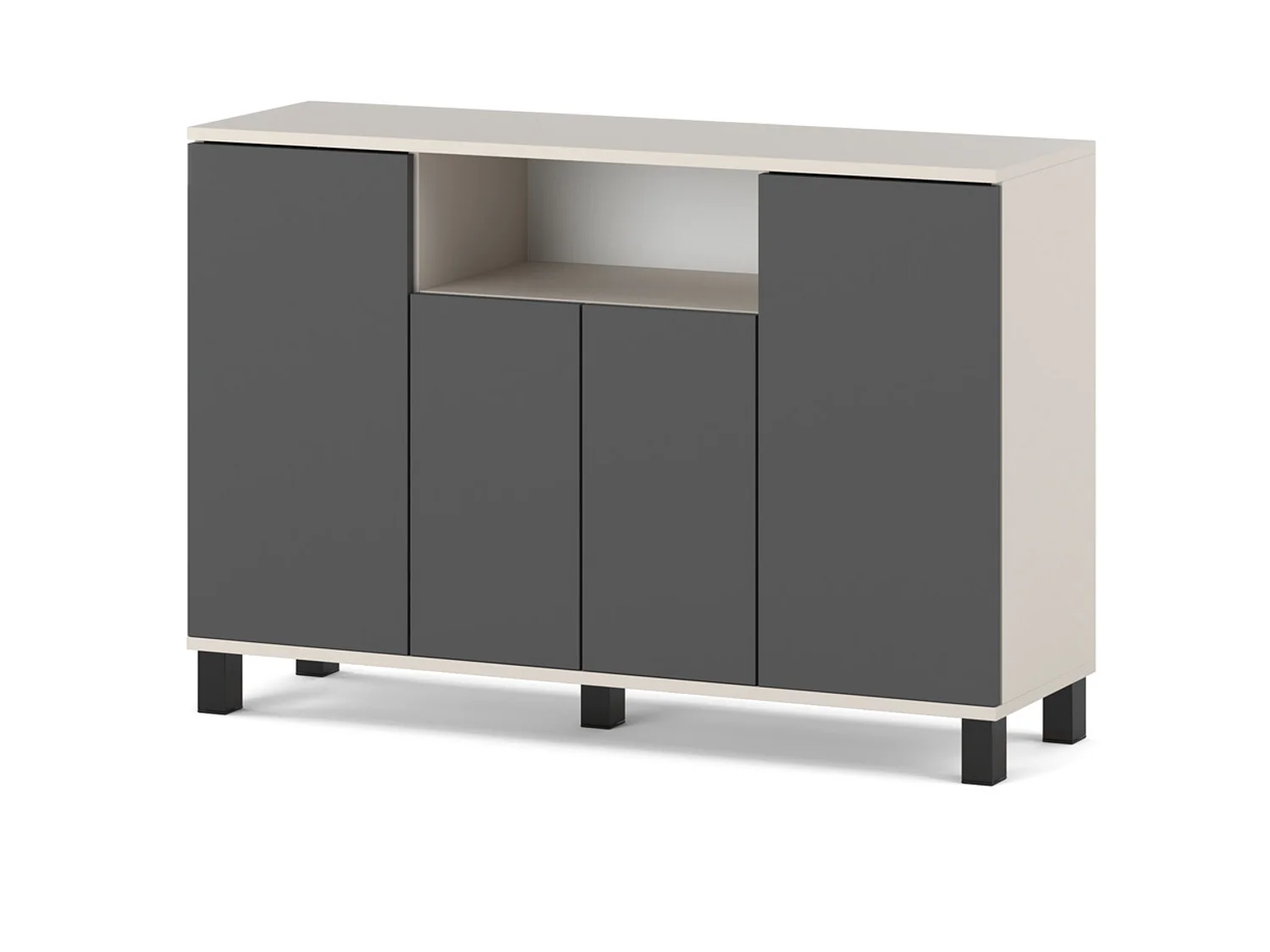 Kommode i kashmir og grå – 120 cm, 4 låger – Moderne tv-møbel til stuen og soveværelset – Designet opbevaringskommode