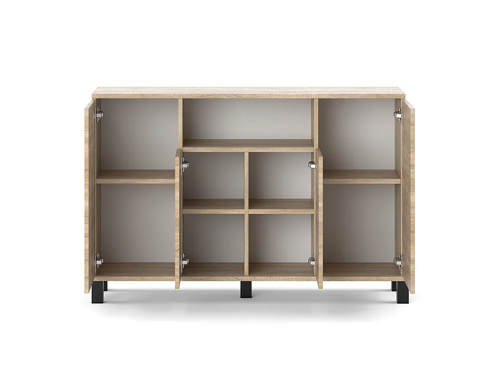 Kommoden i Sonoma-eg, 120 cm, 4 låger – Moderne tv-møbel til stuen og soveværelset – Designet opbevaringskommode