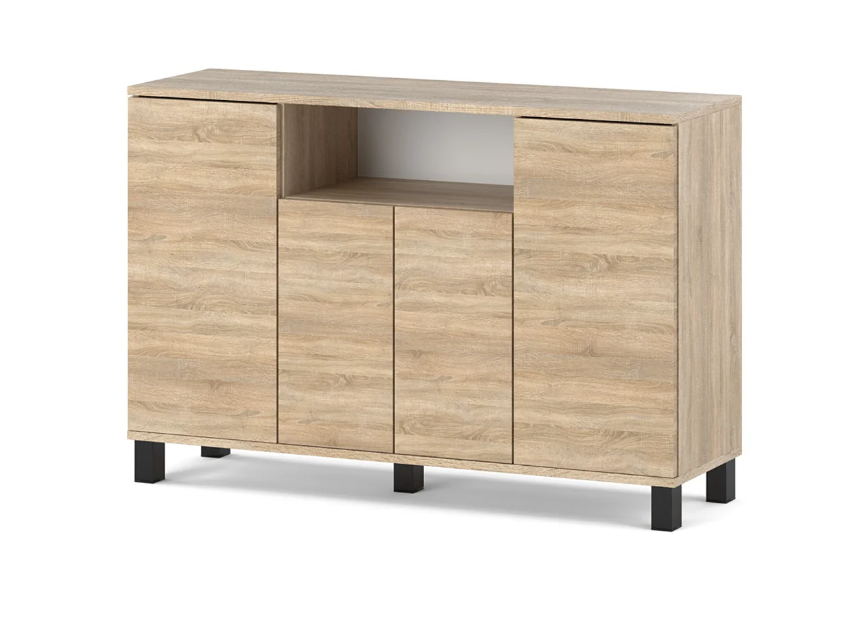 Kommoden i Sonoma-eg, 120 cm, 4 låger – Moderne tv-møbel til stuen og soveværelset – Designet opbevaringskommode