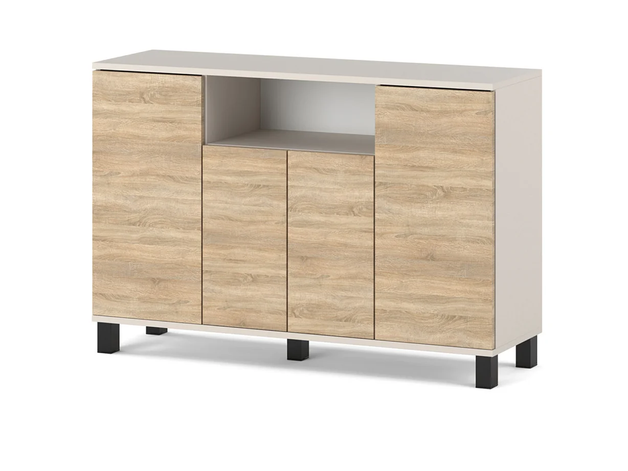Kommode i kashmir og Sonoma-eg, 120 cm, 4 låger – moderne tv-møbel til stuen og soveværelset – designet opbevaringskommode