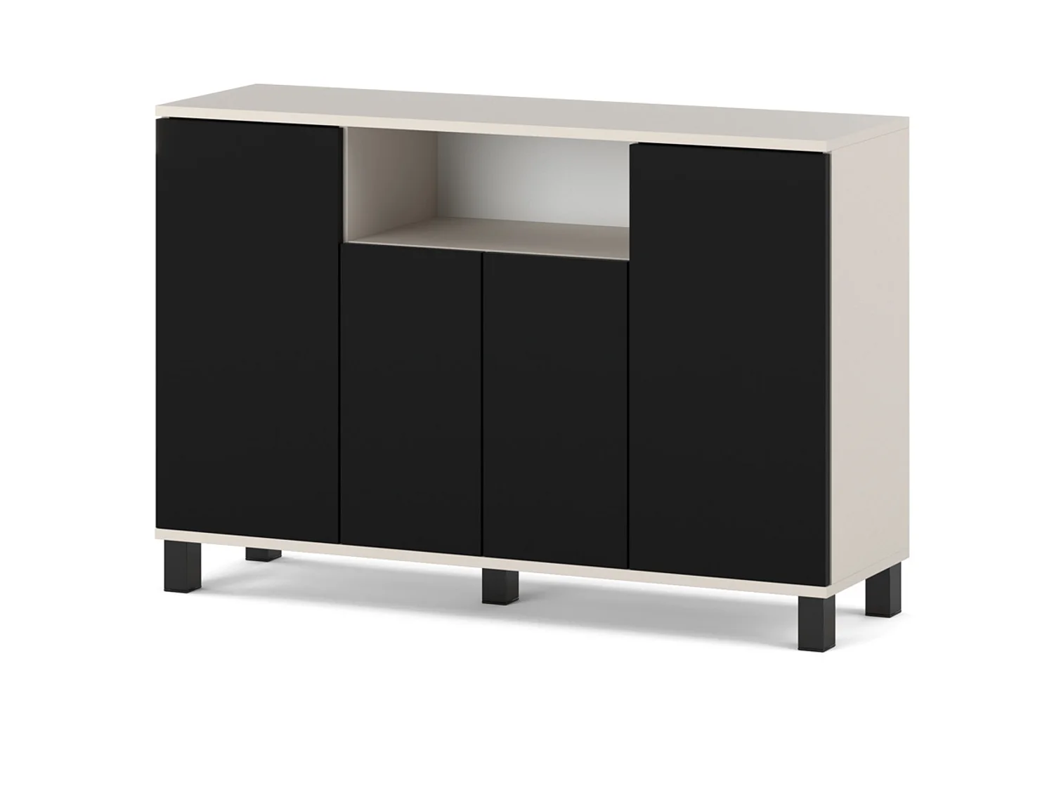 Kommode i kashmir og sort – 120 cm, 4 låger – Moderne tv-møbel til stuen og soveværelset – Designet opbevaringskommode