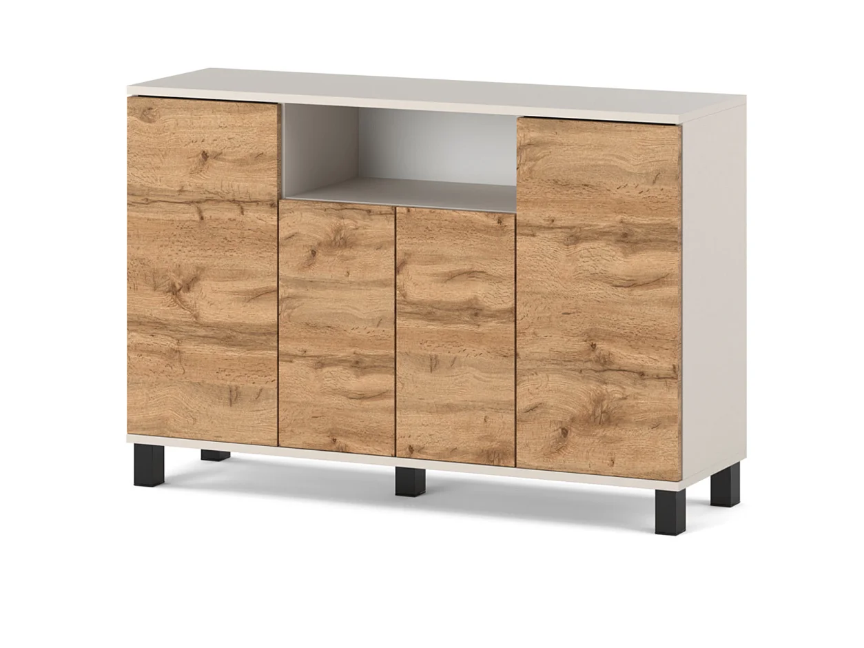 Kashmir-kommode + Wotan-eg 120 cm med 4 låger – Moderne tv-møbel til stuen og soveværelset – Designet opbevaringskommode