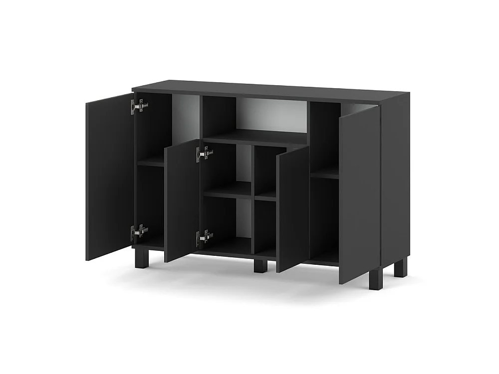 Grå kommode, 120 cm, 4 låger – moderne tv-møbel til stuen og soveværelset – designet opbevaringskommode
