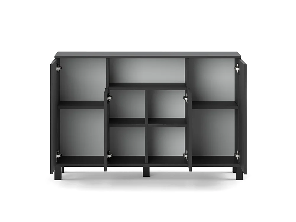 Grå kommode, 120 cm, 4 låger – moderne tv-møbel til stuen og soveværelset – designet opbevaringskommode