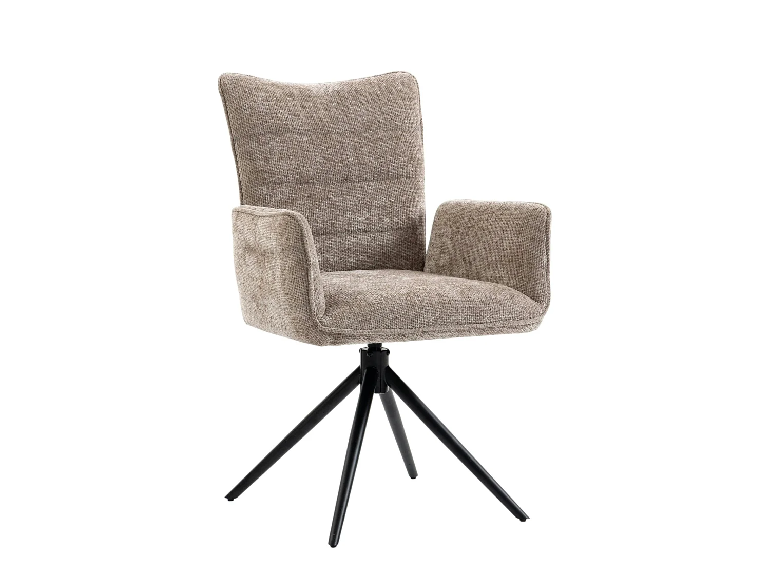 Fauteuil de table pivotant taupe en tissu texturé (x2) RIVANO