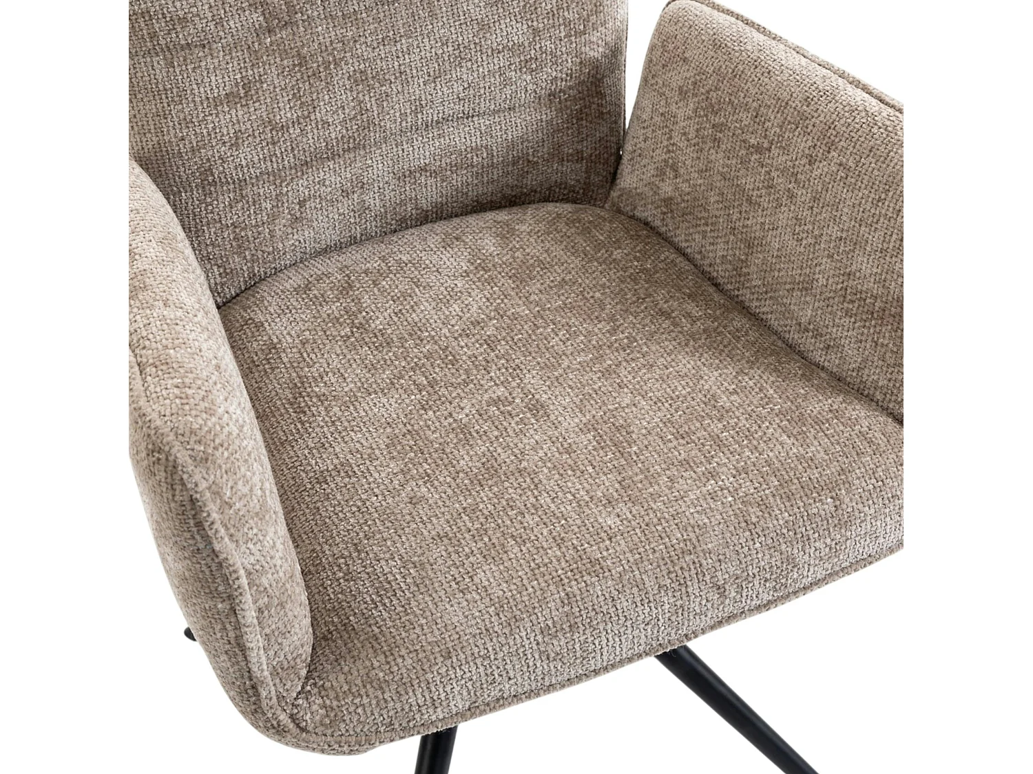 Fauteuil de table pivotant taupe en tissu texturé (x2) RIVANO