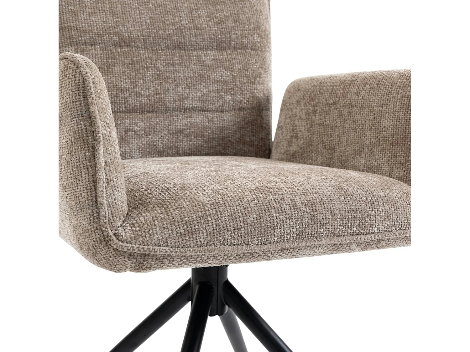Fauteuil de table pivotant taupe en tissu texturé (x2) RIVANO
