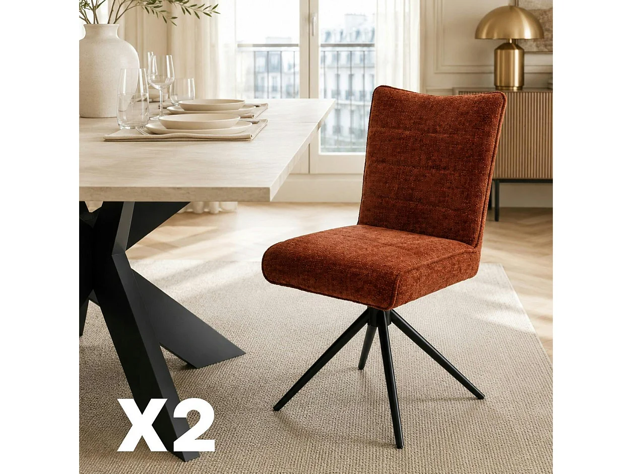 Chaise pivotante rouille en tissu texturé (x2) RIVANO