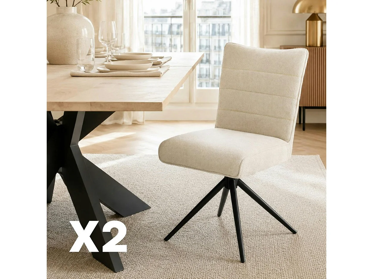 Chaise pivotante beige en tissu texturé (x2) RIVANO