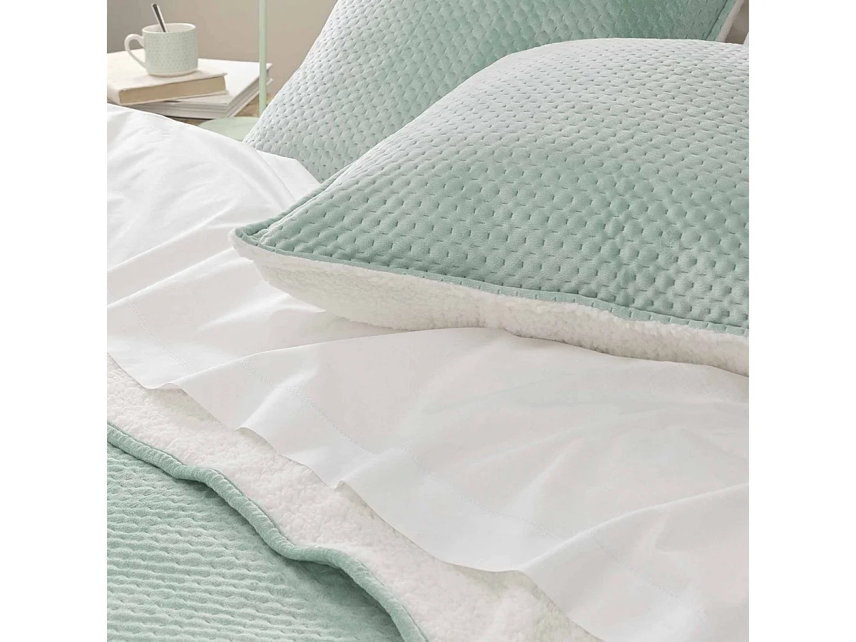 Couvre-Lit & 2 Housses de Coussin "Mylene" 220x240cm Sauge