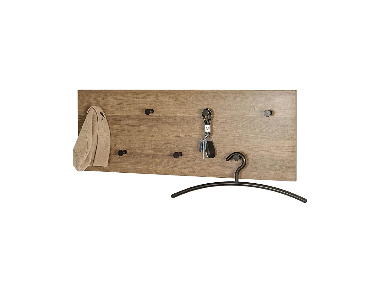 Patère Murale Double "Miranda" 80cm Chêne Foncé & Noir