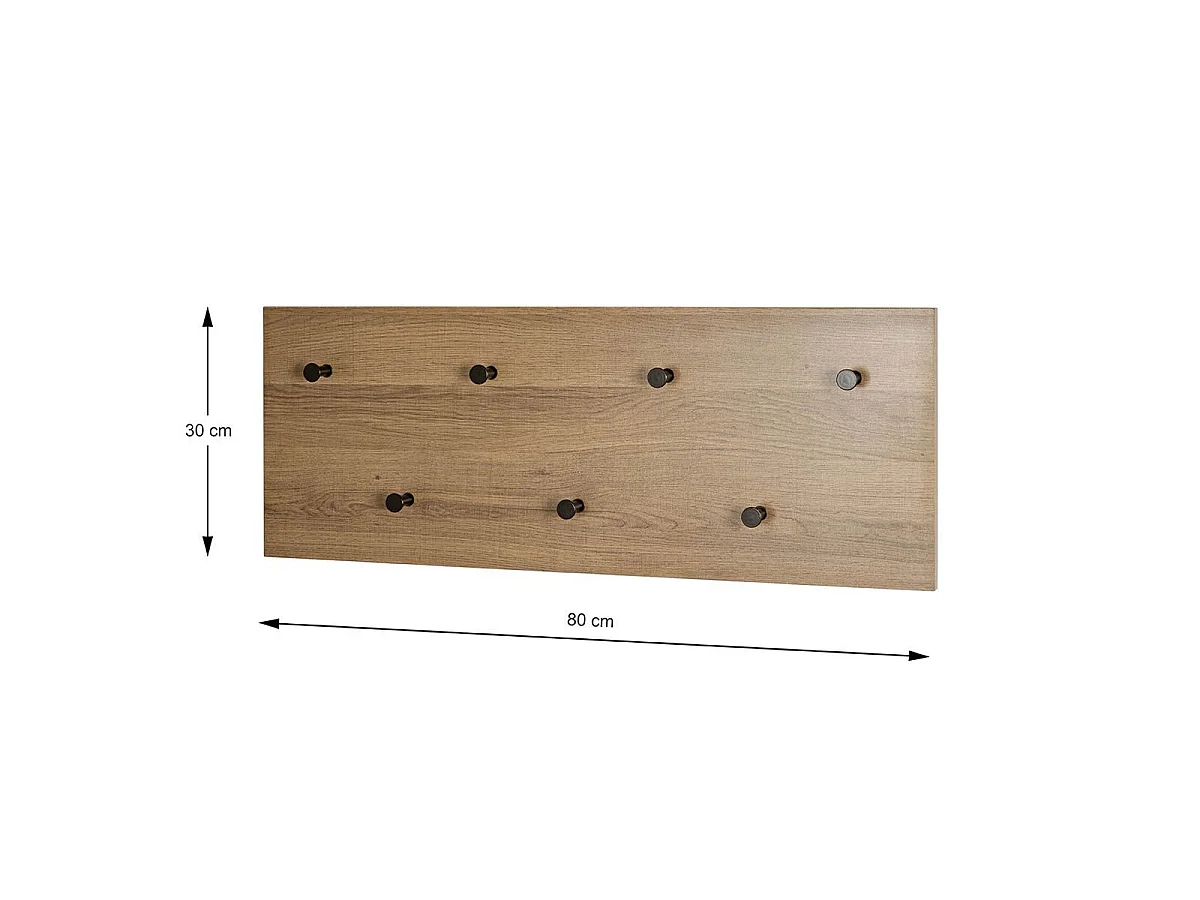 Patère Murale Double "Miranda" 80cm Chêne Foncé & Noir