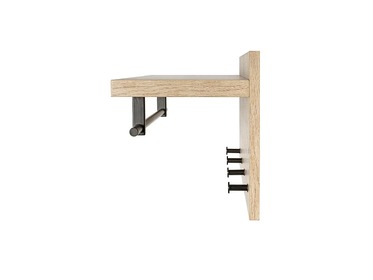 Patère Murale & Étagère "Miranda" 75cm Chêne & Noir