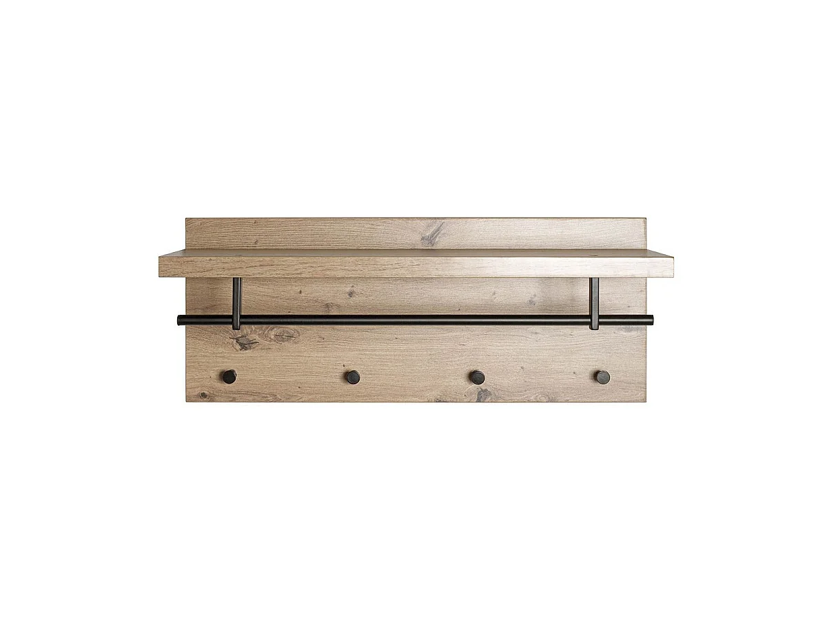 Patère Murale & Étagère "Miranda" 75cm Chêne & Noir