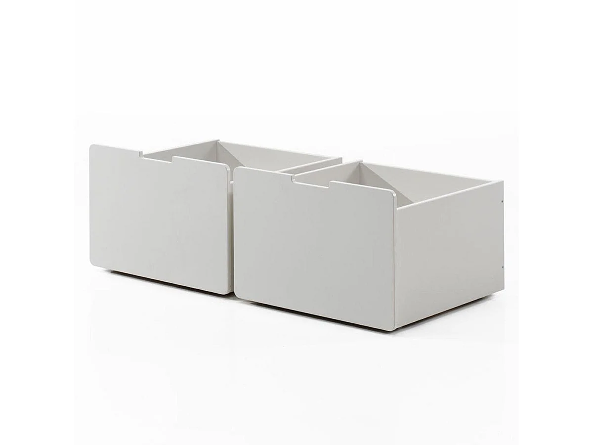 Pack - Lit Enfant Surélevé, 2 Tiroirs & Étagère "Pino" Blanc