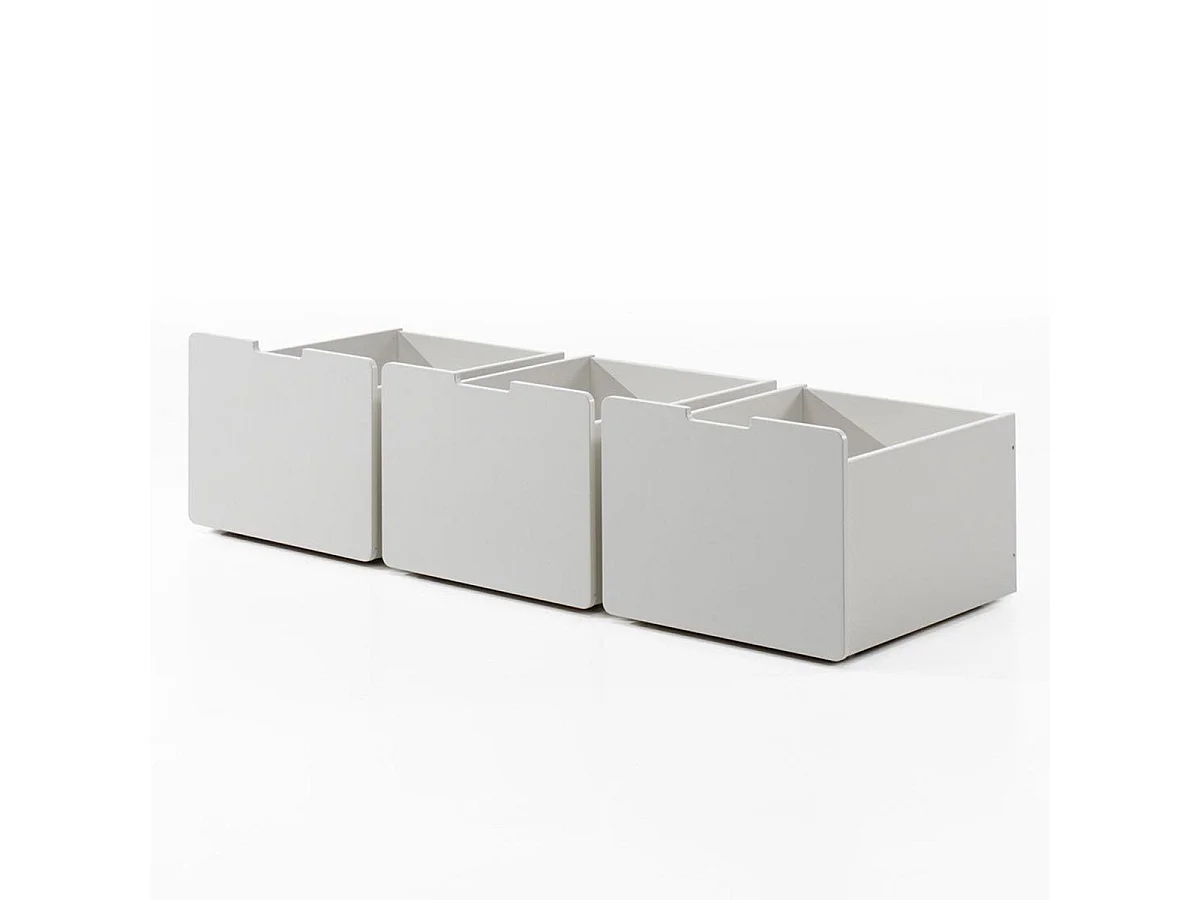 Pack - Lit Enfant Surélevé, 3 Tiroirs & Étagère "Pino" Blanc