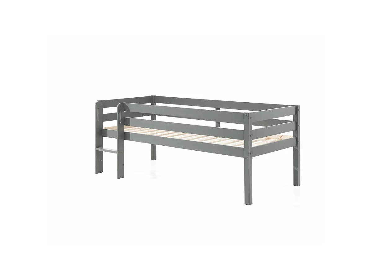 Pack - Lit Enfant Surélevé & Etagère "Pino" Gris