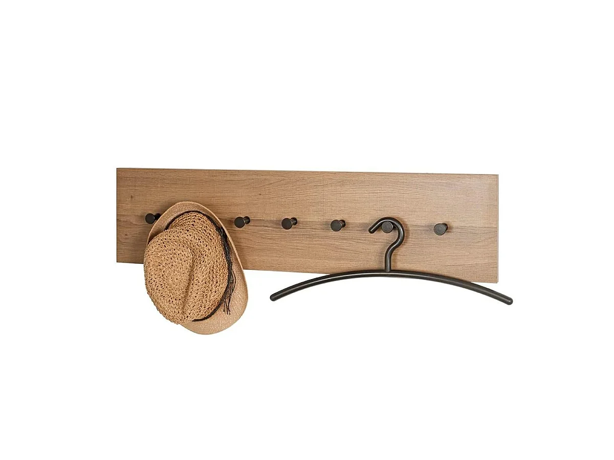 Patère Murale "Miranda" 80cm Chêne Foncé & Noir