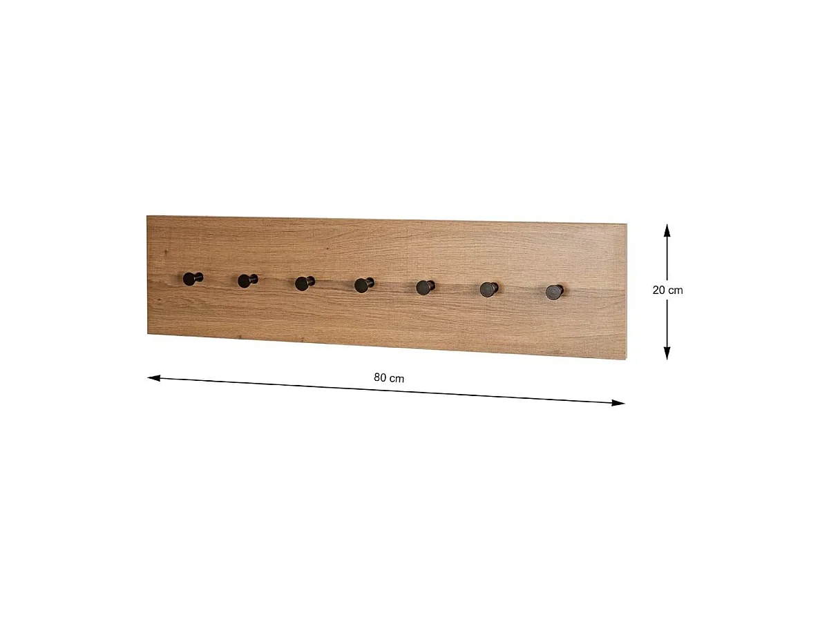 Patère Murale "Miranda" 80cm Chêne Foncé & Noir
