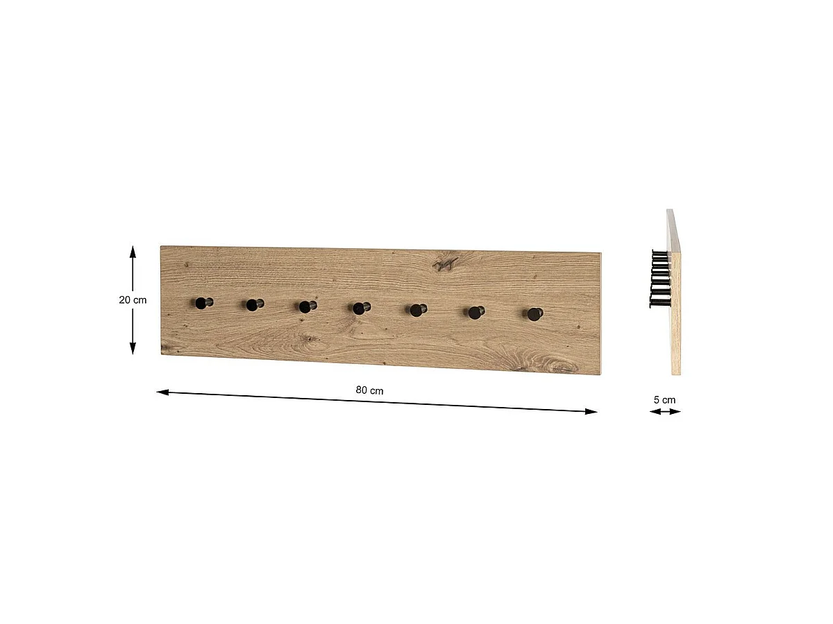 Patère Murale "Miranda" 80cm Chêne & Noir