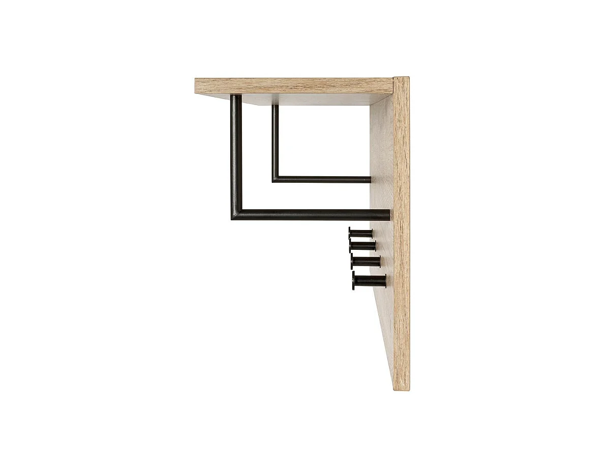 Patère Murale & Étagère "Miranda" 80cm Chêne & Noir