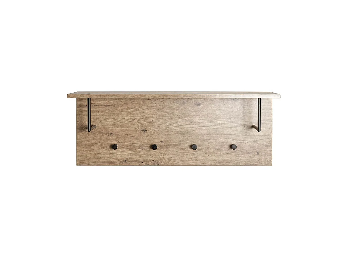 Patère Murale & Étagère "Miranda" 80cm Chêne & Noir