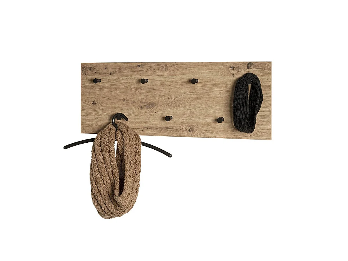 Patère Murale Double "Miranda" 80cm Chêne & Noir