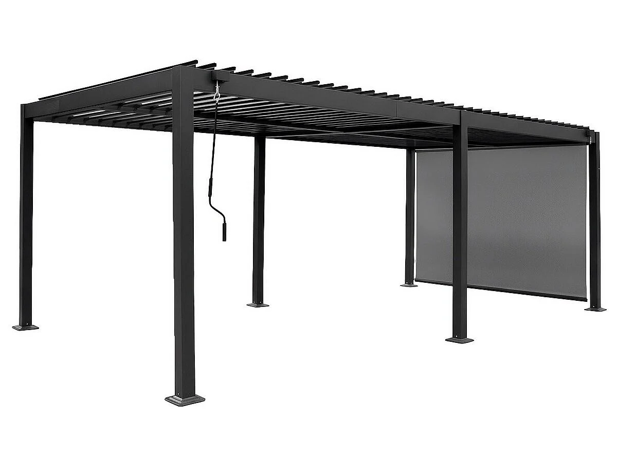 Modern Bioklimatisk Pergola med Aluminiumsgardin "Kensington" - 3 x 6m - Grå