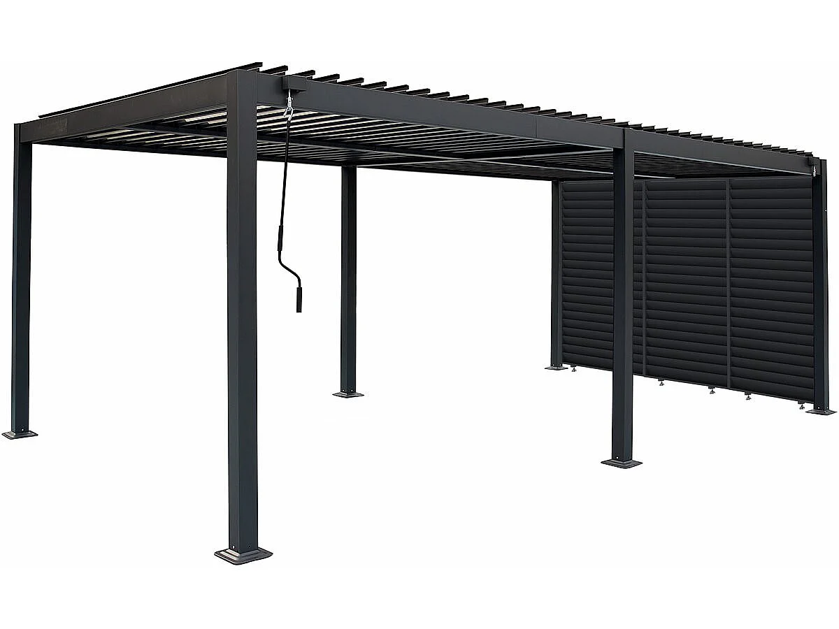 Modern Bioklimatisk Pergola med Aluminiumsgardin "Kensington" - 3 x 6m - Grå