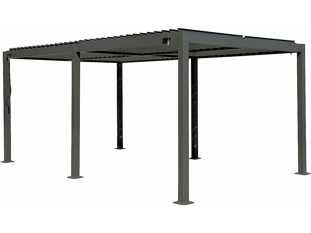 Modern Bioklimatisk Pergola med Aluminiumsgardin "Kensington" - 3 x 6m - Grå
