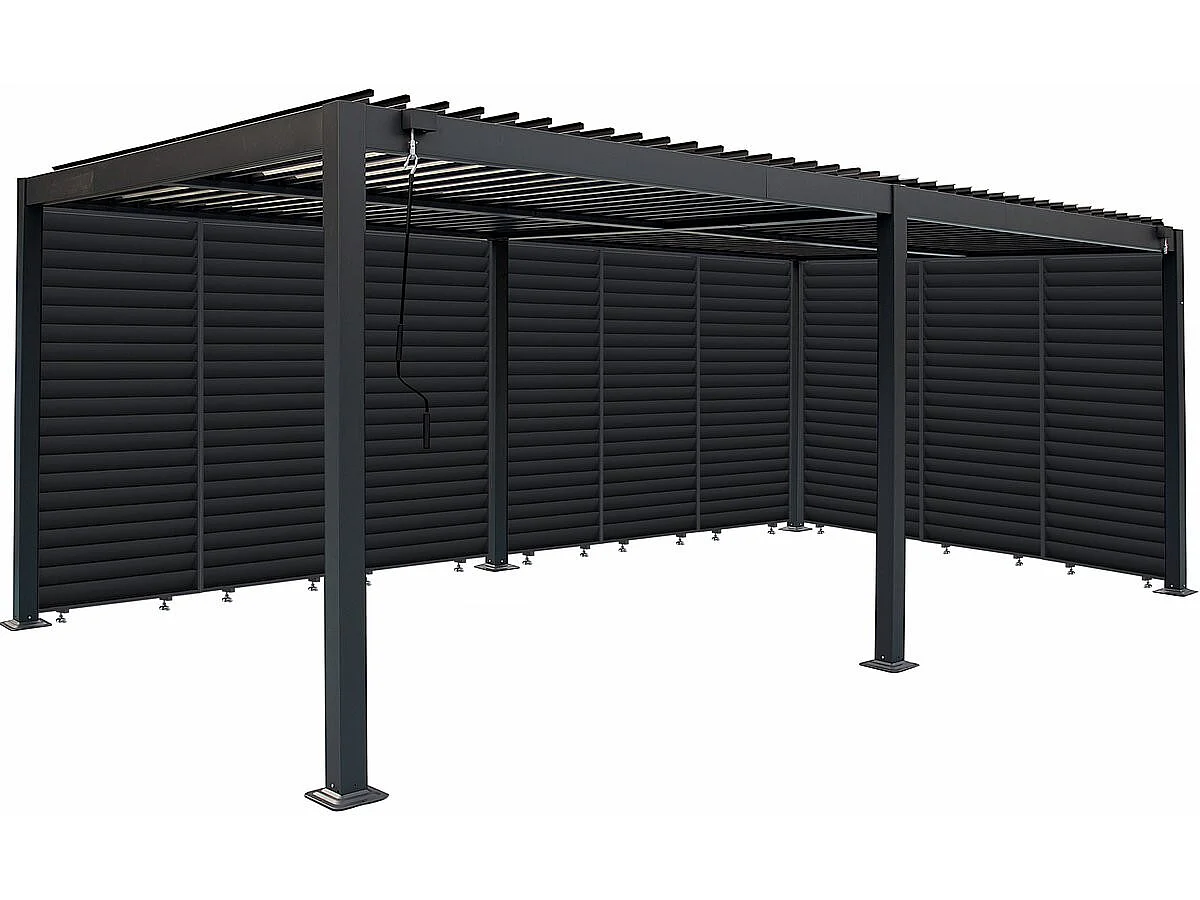 Modern Bioklimatisk Pergola med 9 Justerbara Aluminiumblad, Grå, 3 x 6 m