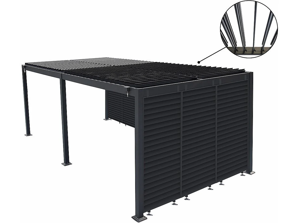 Modern Bioklimatisk Pergola med 9 Justerbara Aluminiumblad, Grå, 3 x 6 m