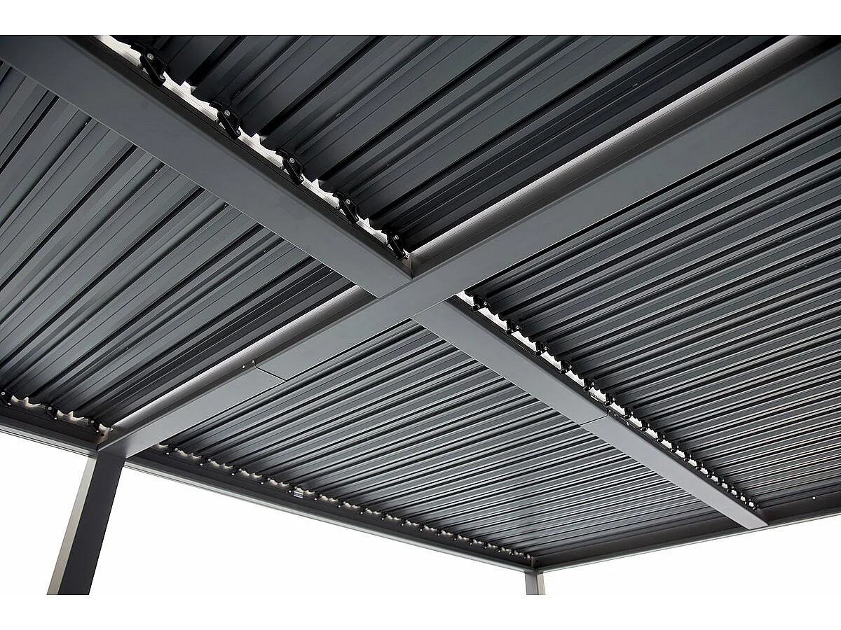 Modern Bioklimatisk Pergola med 9 Justerbara Aluminiumblad, Grå, 3 x 6 m
