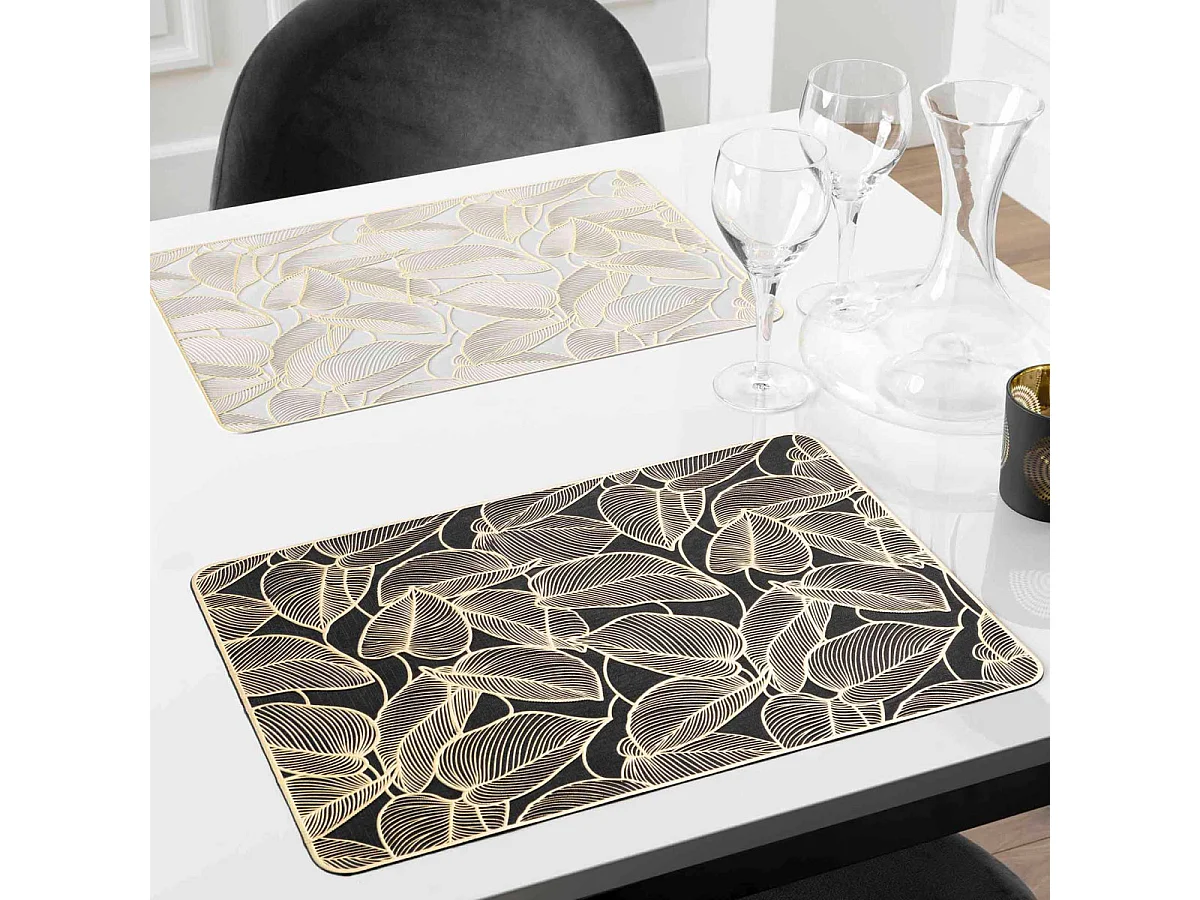 Set de Table Métallisé "Folis" 30x45cm Blanc & Or