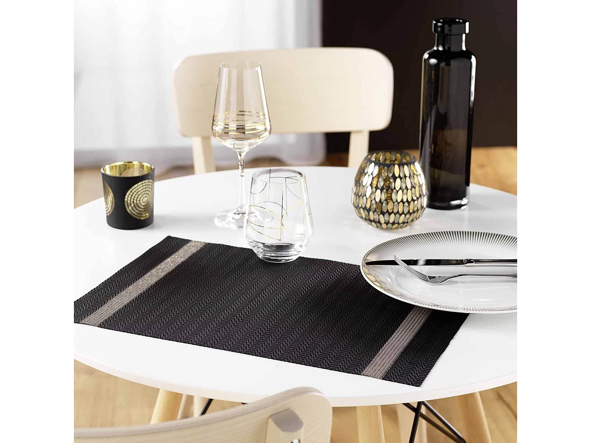 Set de Table Imprimé "Goldira" 30x45cm Noir & Or