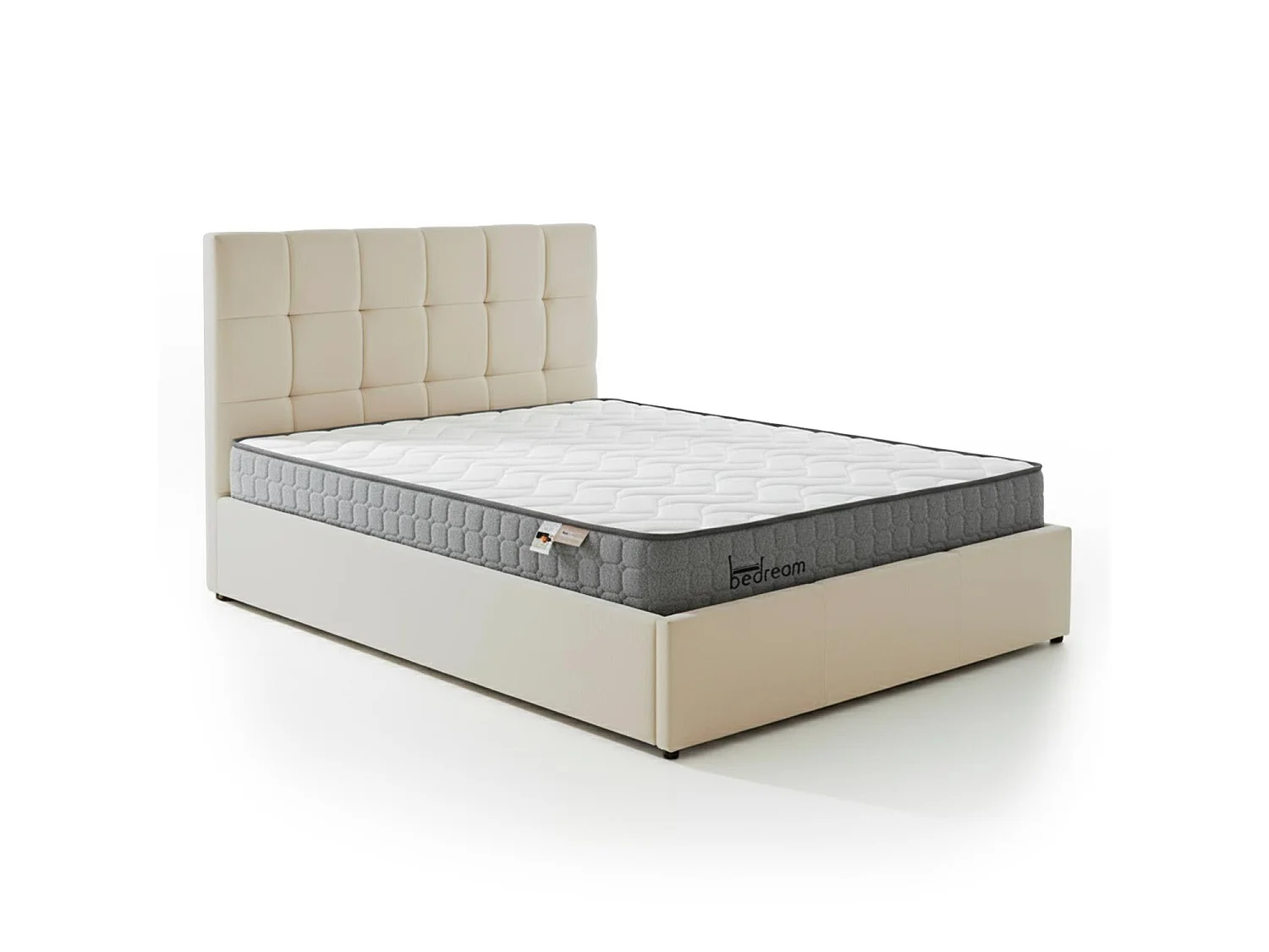 Pack Lit-coffre Luftani + Matelas Bedream 140x190cm Velours Beige