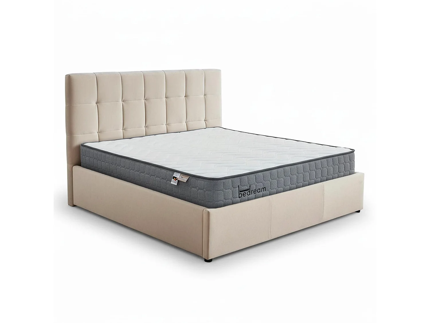 Pack Lit-coffre Luftani + Matelas Bedream 160x200cm Velours Beige