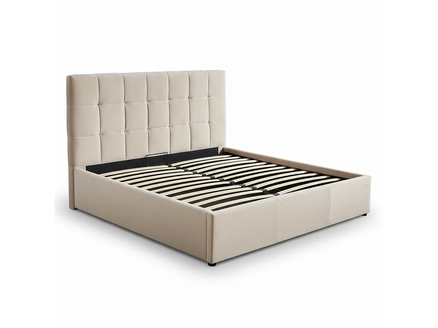 Pack Lit-coffre Luftani + Matelas Bedream 160x200cm Velours Beige