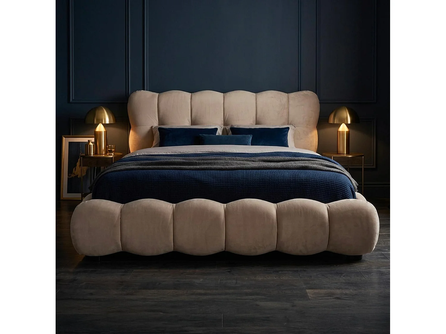 Lit-coffre design boule Bilbola avec sommier relevable 180x200cm Velours Taupe
