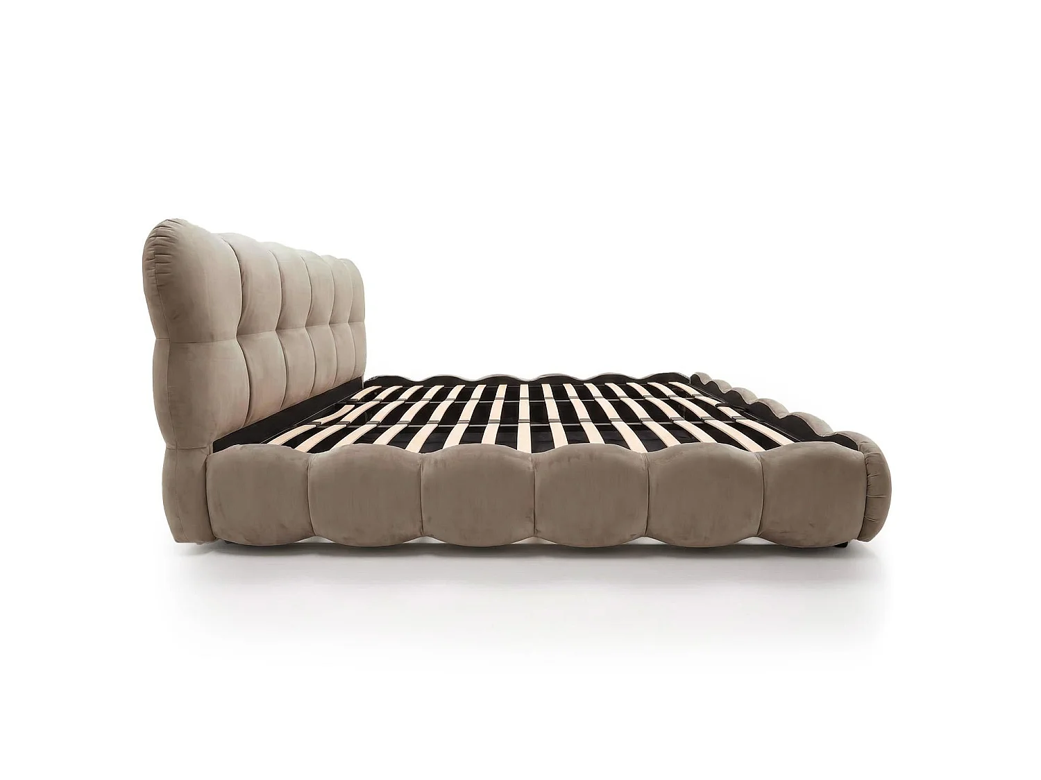 Lit-coffre design boule Bilbola avec sommier relevable 180x200cm Velours Taupe