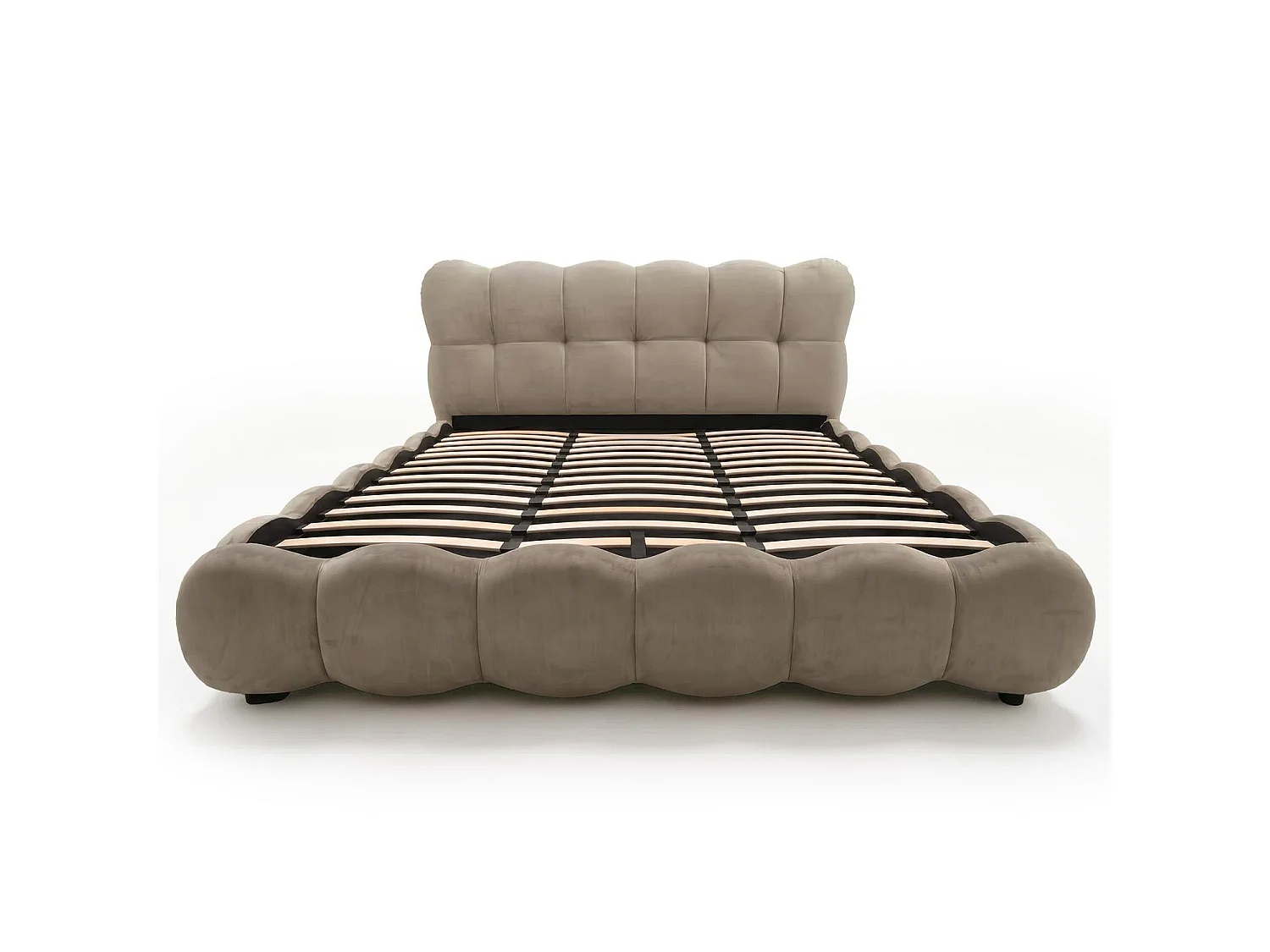 Lit-coffre design boule Bilbola avec sommier relevable 180x200cm Velours Taupe
