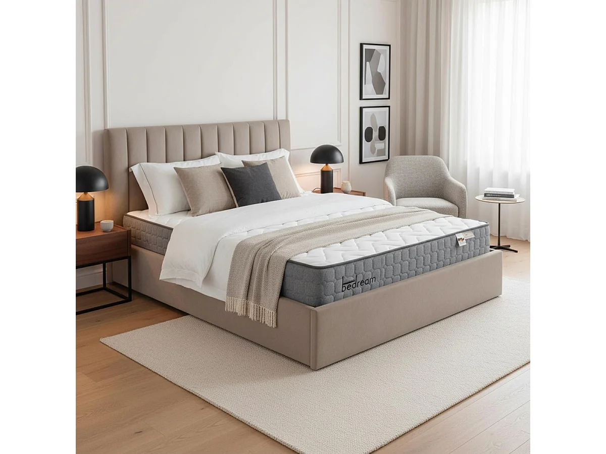 Pack Lit Coffre& Matelas "Dream & Goodream" 180x200cm Taupe