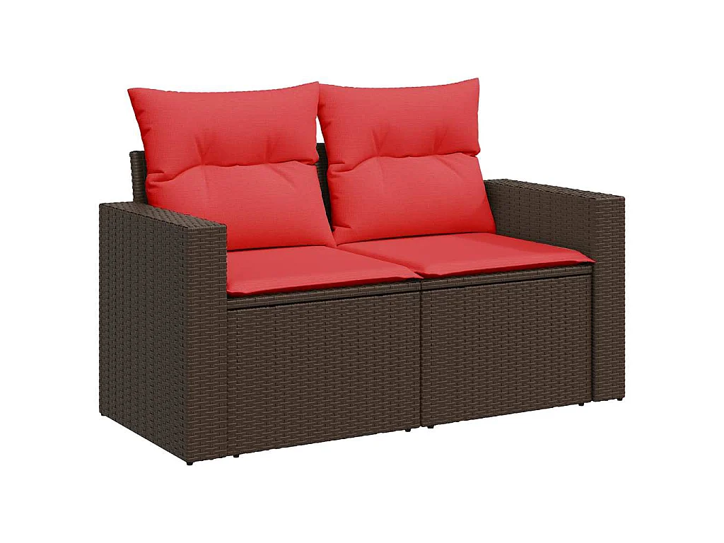 Salon de jardin 10 pièces avec coussins marron résine tressée