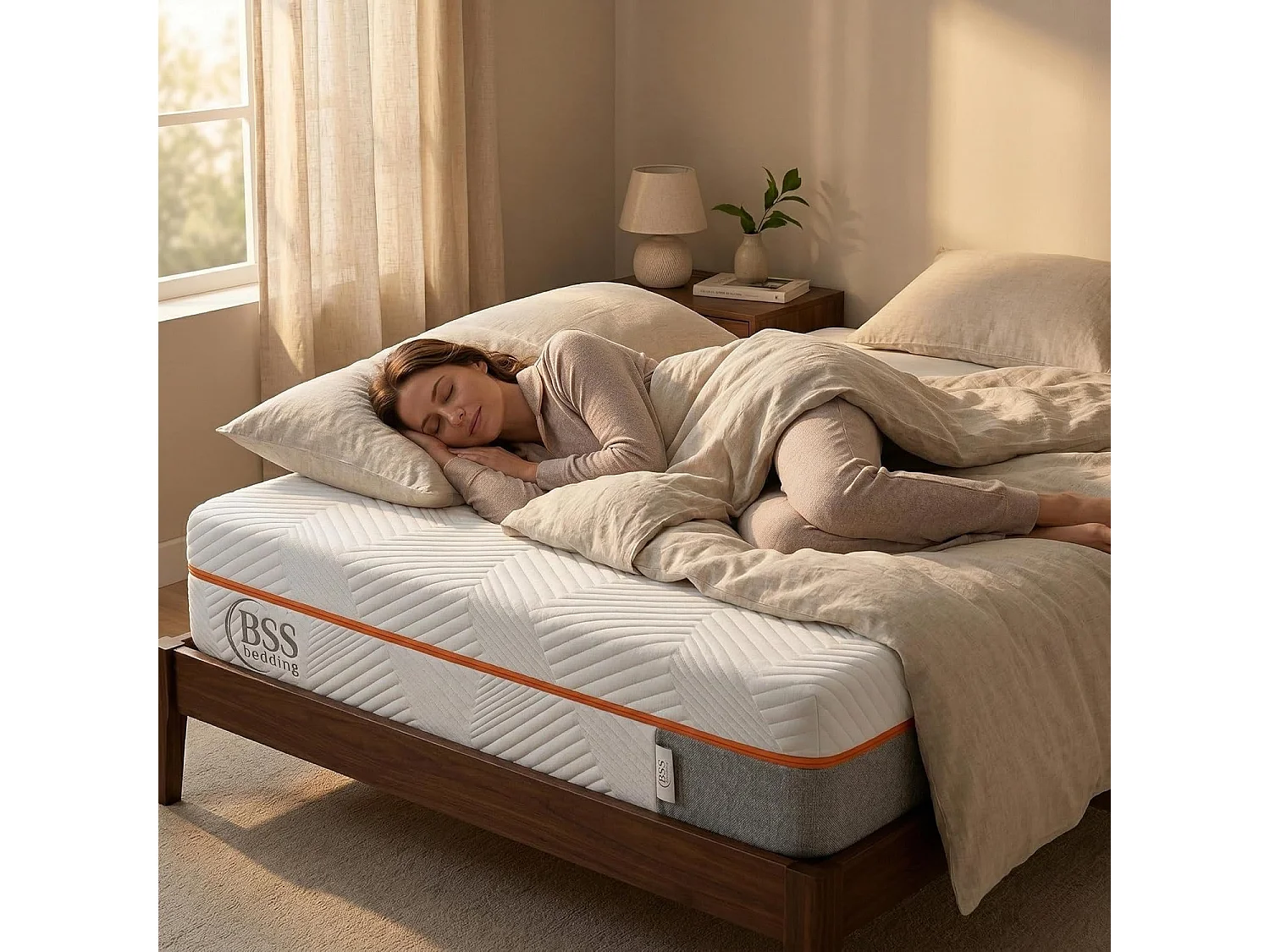BSS Bedding Matelas 180x200 cm - Mémoire de Forme H3/H4 – 22 cm – Matelas 7 Zones Ergonomique – Respirant – Housse Amovible avec Fermeture Éclair